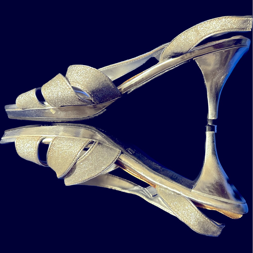 Silver shimmer heeled sandal